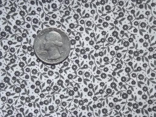 photo of vintage black & white cotton print calico & gingham, quilt fabric pieces lot #2