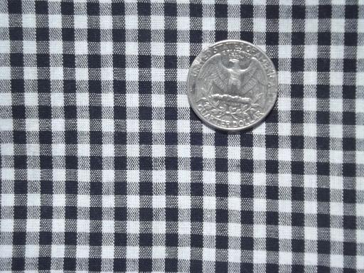 photo of vintage black & white cotton print calico & gingham, quilt fabric pieces lot #3