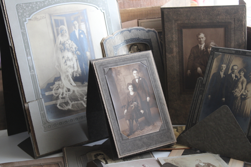 photo of vintage black & white photos & cabinet cards, 16 different brides, wedding photo lot #1