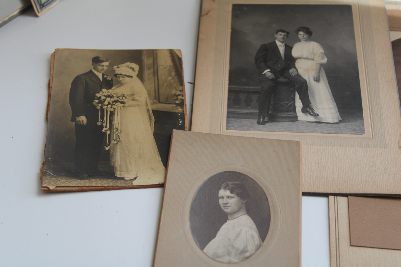 photo of vintage black & white photos & cabinet cards, 16 different brides, wedding photo lot #9