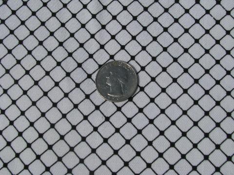 photo of vintage black & white print cotton broadcloth, diamond check pattern #1