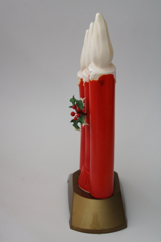 photo of vintage blow mold plastic Christmas candles large floral decoration for holiday display #2