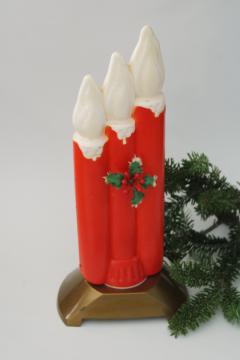 photo of vintage blow mold plastic Christmas candles large floral decoration for holiday display