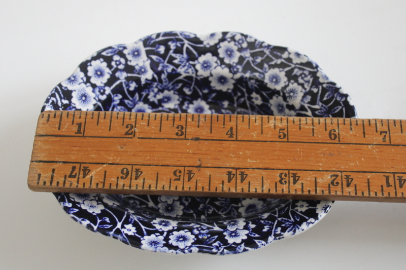 photo of vintage blue Calico pattern Burleigh Stafforshire china soap dish, English chintz china  #4