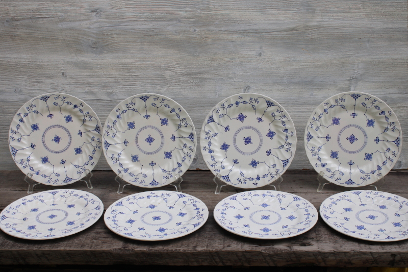 photo of vintage blue & white china dinner plates set of 8 Finlandia Myott England  #1