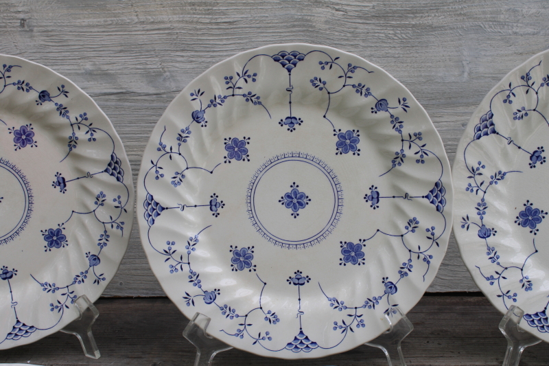 photo of vintage blue & white china dinner plates set of 8 Finlandia Myott England  #2