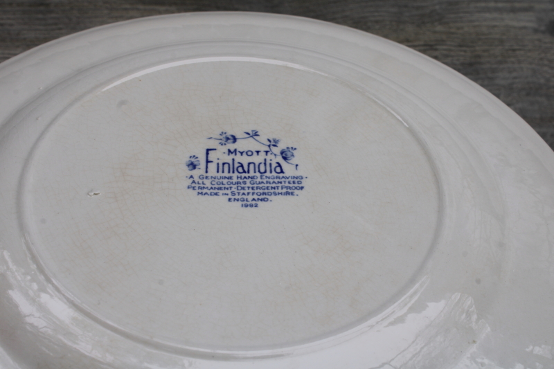 photo of vintage blue & white china dinner plates set of 8 Finlandia Myott England  #8