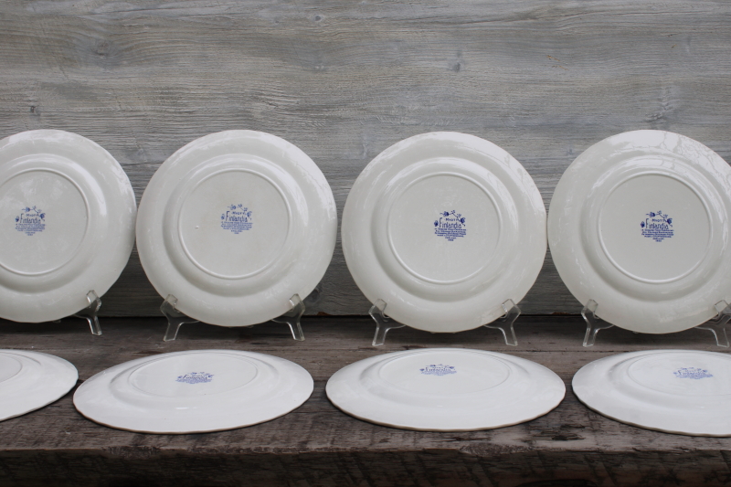 photo of vintage blue & white china dinner plates set of 8 Finlandia Myott England  #9