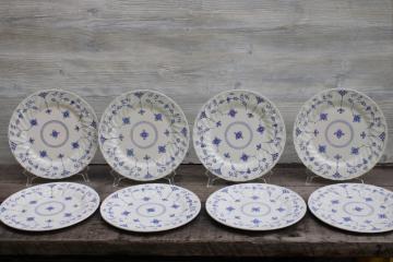 catalog photo of vintage blue & white china dinner plates set of 8 Finlandia Myott England 