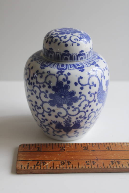 photo of vintage blue & white china ginger jar urn, phoenix bird chinoiserie porcelain  #2