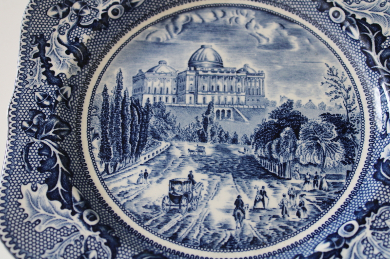 photo of vintage blue & white china square plate The Capitol at Washington, Johnson Bros Historic America scene  #2