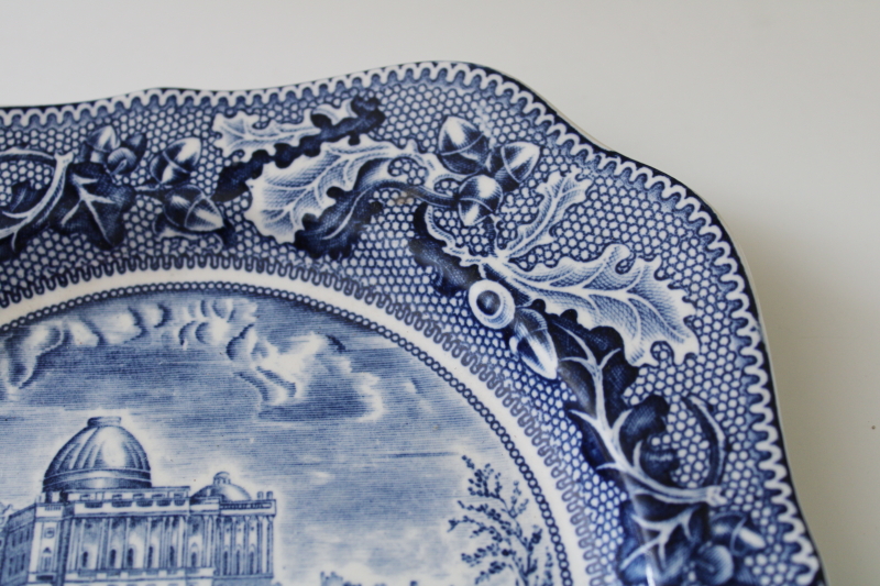 photo of vintage blue & white china square plate The Capitol at Washington, Johnson Bros Historic America scene  #3