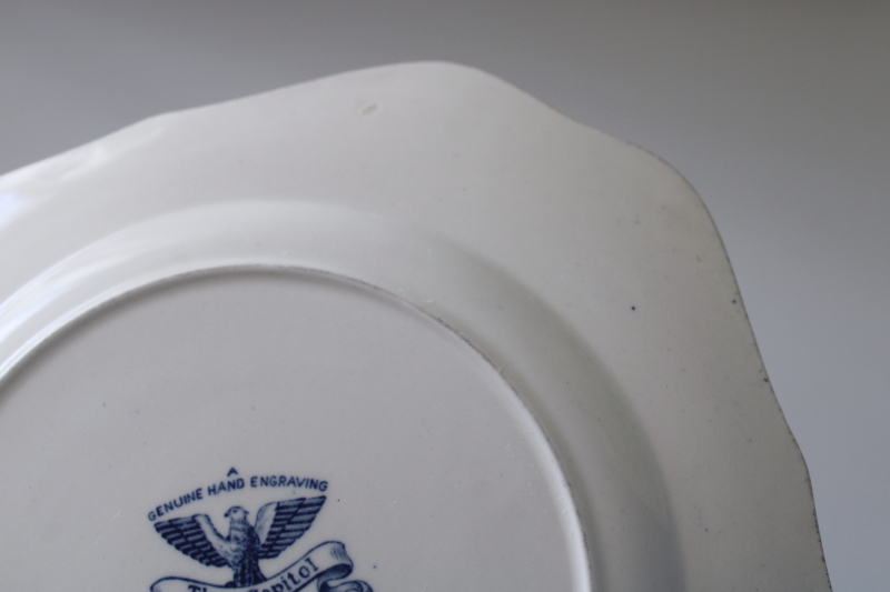 photo of vintage blue & white china square plate The Capitol at Washington, Johnson Bros Historic America scene  #6