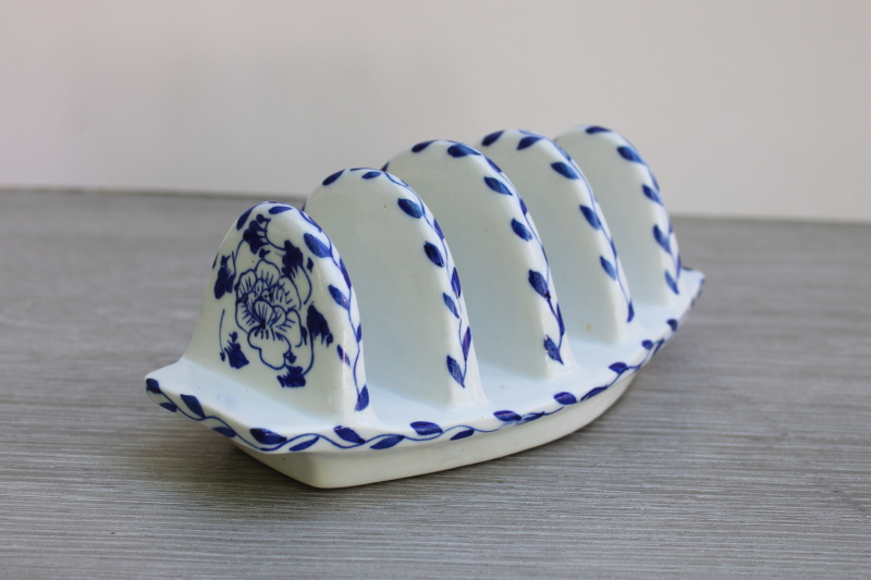photo of vintage blue & white china toast rack, french country cottage style  #1