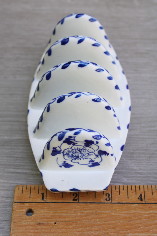 photo of vintage blue & white china toast rack, french country cottage style  #2
