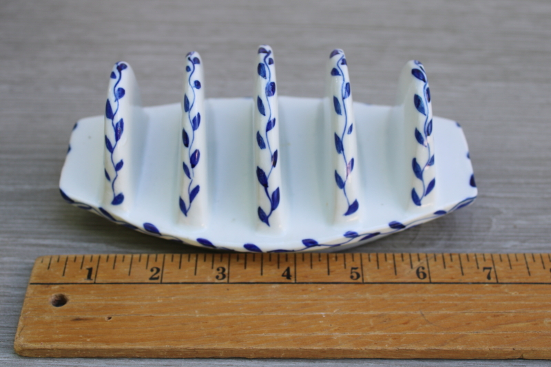 photo of vintage blue & white china toast rack, french country cottage style  #3
