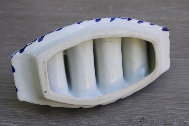 photo of vintage blue & white china toast rack, french country cottage style  #4