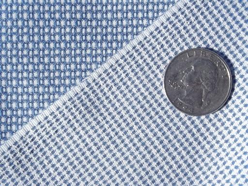 photo of vintage blue and white cotton work shirting fabric w/ reversible weave #1