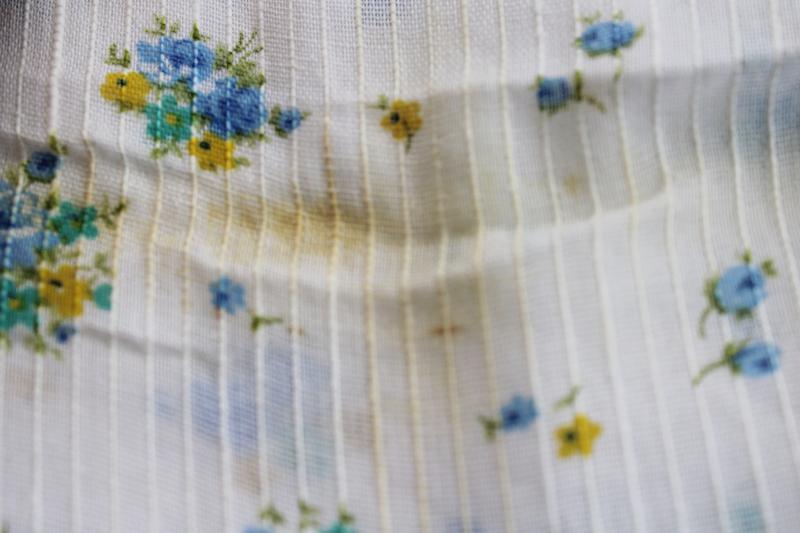 photo of vintage blue and white floral print cotton dimity, sheer crisp fabric #4