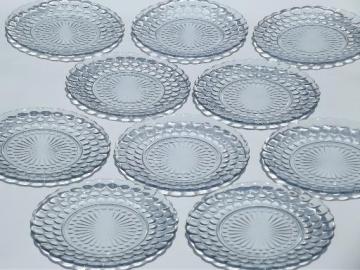 catalog photo of vintage blue bubble pattern dinner plates, Anchor Hocking depression glass