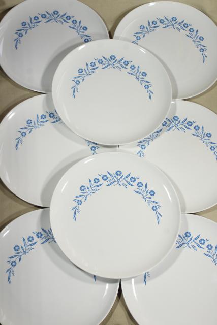 photo of vintage blue cornflower Corningware dinner plates, set of 8 #1