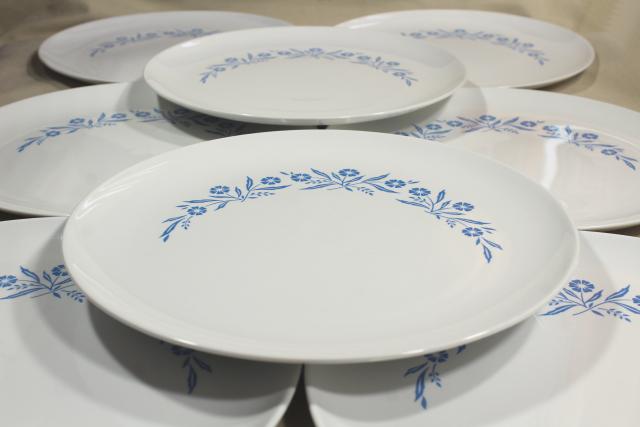 photo of vintage blue cornflower Corningware dinner plates, set of 8 #2
