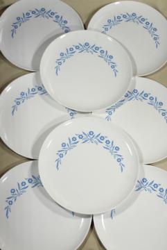 catalog photo of vintage blue cornflower Corningware dinner plates, set of 8