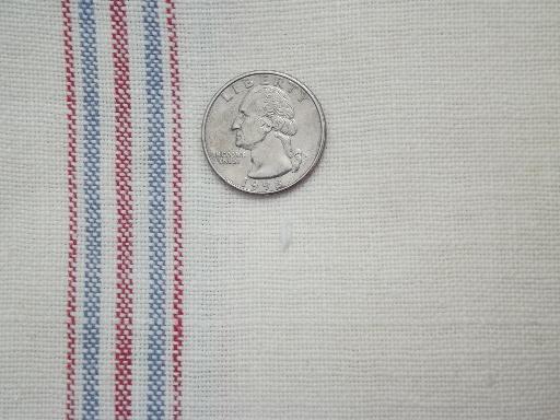 photo of vintage blue & red striped feed sack fabric kitchen dish towels #5