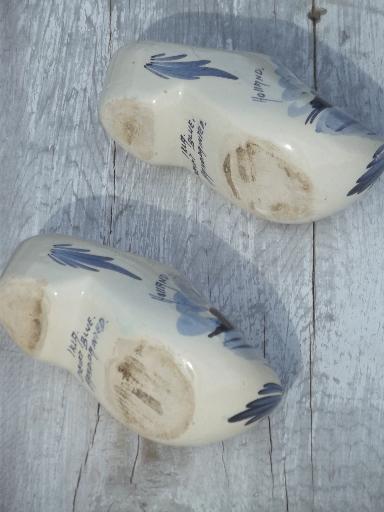 photo of vintage blue & white Delft pottery Dutch shoes, klompen clogs ashtrays set! #5