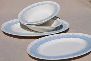 catalog photo of vintage blue & white Wedgwood china Albion Corinthian serving platters & bowls