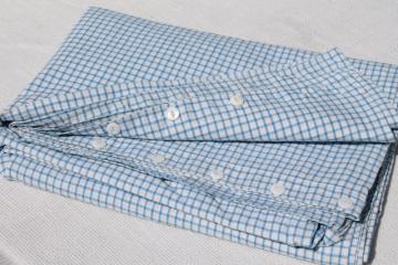 catalog photo of vintage blue & white checked cotton duvet or comforter cover, buttoned case for old tick feather bed 