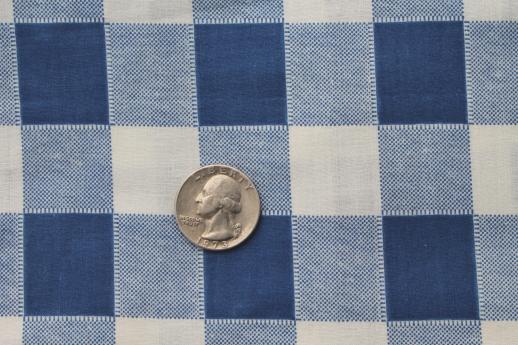 photo of vintage blue & white checked gingham print cotton fabric for kitchen linens #1