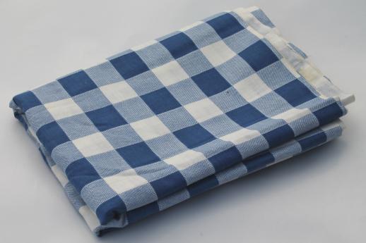 photo of vintage blue & white checked gingham print cotton fabric for kitchen linens #2