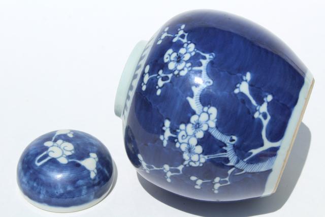 photo of vintage blue & white china Chinese ginger jar, plum or cherry blossom chinoiserie #6