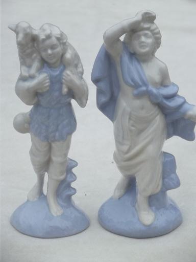 photo of vintage blue & white china nativity scene, handmade ceramic creche figures set #9