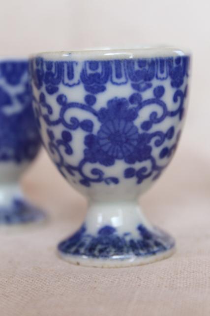 photo of vintage blue & white chinoiserie china egg cups, phoenix bird Japan phoenixware #6