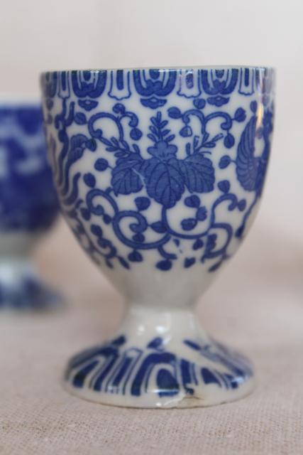 photo of vintage blue & white chinoiserie china egg cups, phoenix bird Japan phoenixware #7