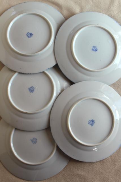 photo of vintage blue & white chinoiserie china plates, phoenix bird hand painted Japan  #2