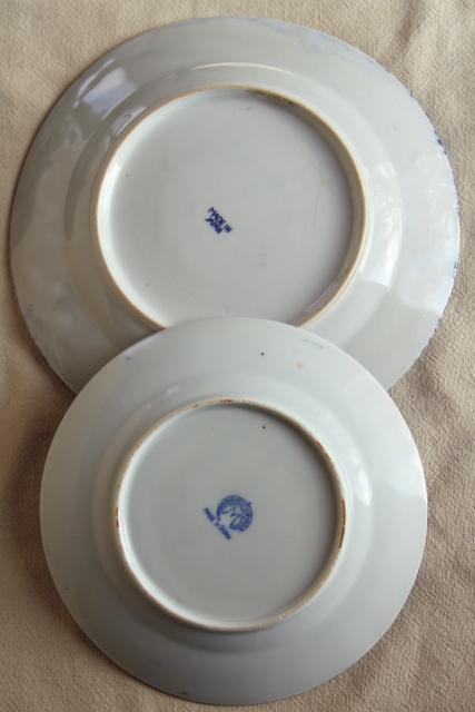 photo of vintage blue & white chinoiserie china plates, phoenix bird hand painted Japan  #11