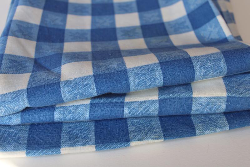 photo of vintage blue & white gingham checkered tablecloth print cotton feedsack fabric #5