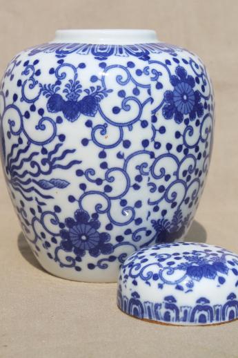 photo of vintage blue & white phoenix ware china ginger jar, Japan phoenixware #2