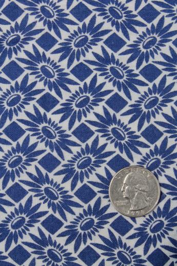 photo of vintage blue & white print cotton feedsack fabric, sewn sack w/ original chain stitching #1