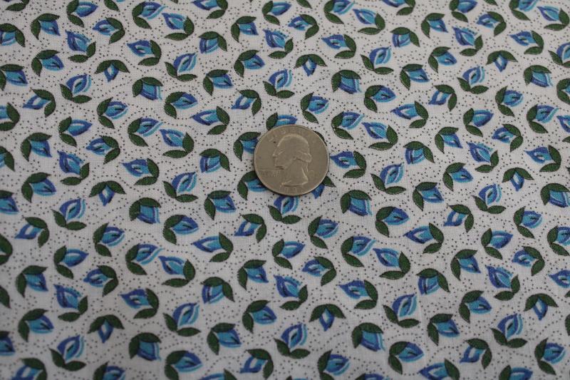 photo of vintage blue & white tulip flowers print feedsack fabric, printed cotton feed sack #1