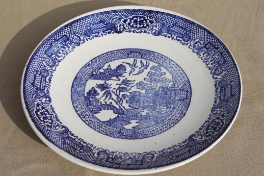 photo of vintage blue willow dishes - soup bowls & dinner plates, Royal china willow ware #3