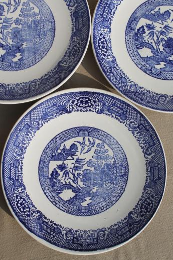 photo of vintage blue willow dishes - soup bowls & dinner plates, Royal china willow ware #4