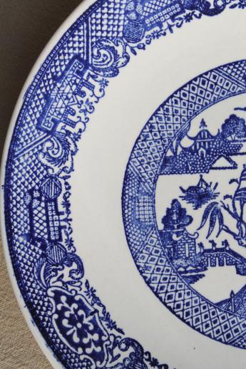 photo of vintage blue willow dishes - soup bowls & dinner plates, Royal china willow ware #5