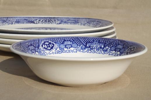 photo of vintage blue willow dishes - soup bowls & dinner plates, Royal china willow ware #7