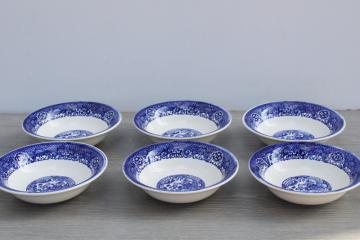 catalog photo of vintage blue willow pattern cereal bowls set of six, Royal USA blue & white china