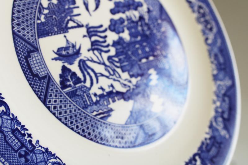 photo of vintage blue willow pattern transferware china round platter, large plate or tray #3