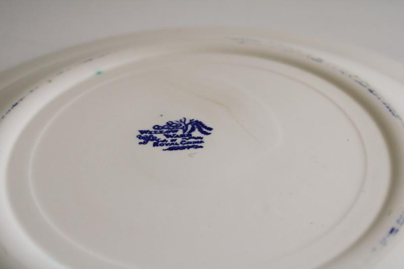 photo of vintage blue willow pattern transferware china round platter, large plate or tray #6